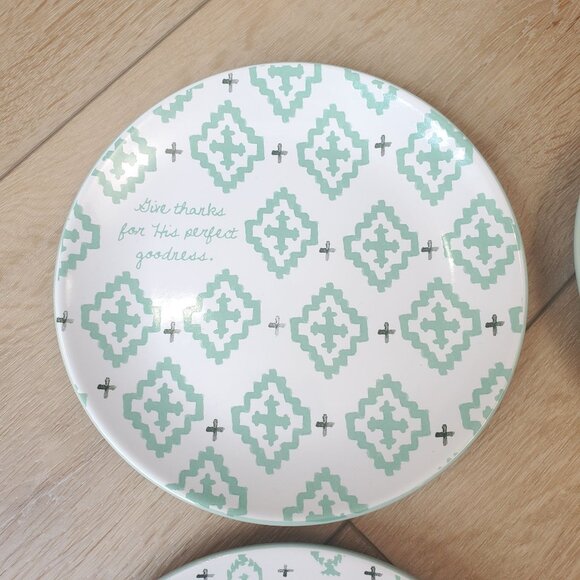 Mary & Martha Perfect Goodness Salad Plates Lot of 4 Green White Give Thanks - Picture 6 of 14